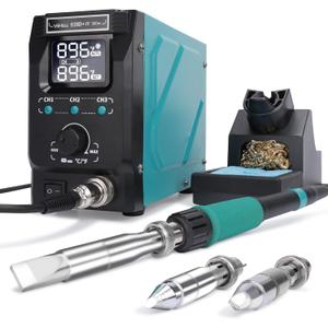 YIHUA 939D+ IV 300W Heavy Duty Soldering Iron Station for Stained Glass, Temp Adjustable Solder Station with Detachable Solder Iron, 3 Soldering Tips, 3 Pre-set Channels, Sleep Mode, ESD-Safe