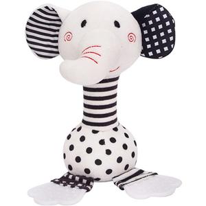 Baby Toys 0-12 Months, Black and White Newborn Toys, Soft Plush Rattle Stuffed Animal Toy with Teether and Sound, Developmental Hand Grip Toys (Elephant)