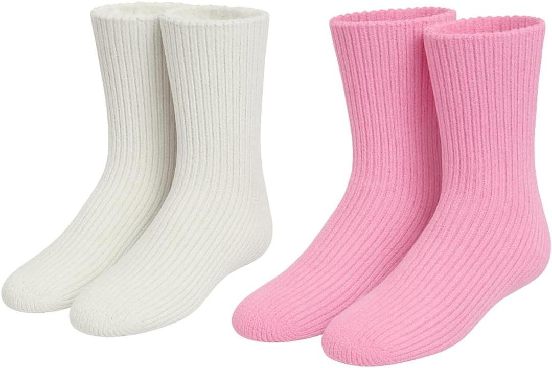 Heat Logic Womens Thermal Socks, Hiking Warm Winter Thick Thermal Crew, Cozy, Cabin & Boot Socks, With & Without Grippers