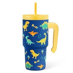 Alphabet Tumbler 20oz with Handle and Silicone Straw Lid for Kid, Insulated Stainless Steel Cup with Monster Design, Gift for Kids Girls Boys, Gifts Idea for Birthday Christmas Back to School