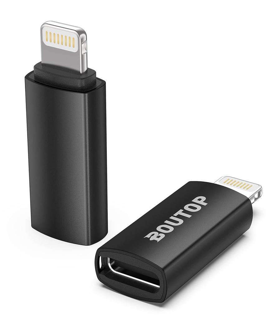 [Apple MFi Certified] USB C to Lightning Adapter Support 18W PD Fast Charging Compatible with iPhone iPad (2 Pack Black)