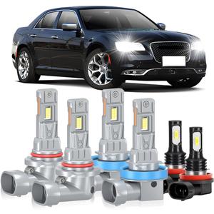 For Chrysler Pacifica 2017 2018 2019 2020 Lights Bulbs, 20000LM Super Bright High Low Beam Fog Light Bulbs Combo, 800% Brightness, 6000K Cool White, Plug and Play, Pack of 6