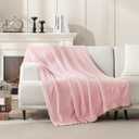 JOOJA Knit Throw Blanket Super Soft Warm Blanket for Couch Lightweight Fluffy Blanket for Bed Sofa 60x80 Inches , Pink