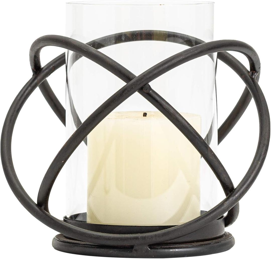 Hurricane Glass Pillar Candle Holder Craftsmanship with Removable Glass for Halloween, Christmas, Thanksgiving, New Year, Wedding Party Anniversary Home Decor (Black)