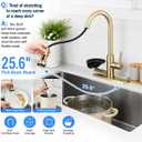 Pull Down Kitchen Faucet with Glass Rinser, 3 Spray Modes, Brushed Gold | stainless steel, high pressure glass rinser, 3 or single hole install, high arc spout, fits bar RV & farmhouse sinks