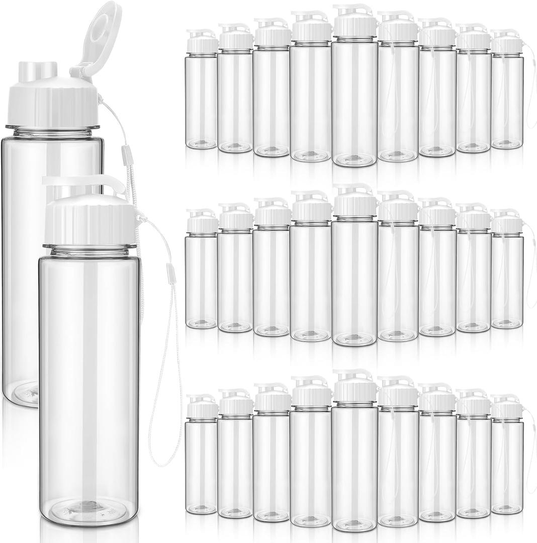 Mifoci 72 Pcs Plastic Water Bottles Bulk 17 oz, Clear, White