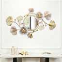 47'' Large Wall Mirror,Wall Mirrors Decorative,3D Metal Ginkgo Flower Leaf Design,Multi-Angle Hanging,for Living Room, Entrance or Hallway Wall Decor