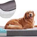 Extra Large Orthopedic Dog Bed Memory Foam Dog Beds with Plush Removable Washable Cover,Cooling Gel-Egg Crate Dog Crate Bed with Waterproof Lining,XXL-50 inch