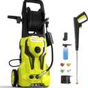 Electric Pressure Washer - 4800PSImax 3.2GPM Power Washer Electric Powered with 25 FT Hose Reel 4 Interchangeable Nozzle & Foam Cannon, for Cars, Patios, and Floor Cleaning, Light Yellow (4800 PSI)