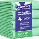 Washable Underpads Waterproof, 4 Pack 36" x36'' Heavy Absorbency Incontinence Bed Pads, Bed Wetting Pads for Adults, Elderly, Kids and Pets, Soft Reusable Changing Pads for Bed (Green)