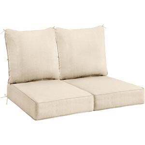 Sundale Outdoor Olefin Deep Seat Cushion Set of 2, Patio Chair Cushion and Pillow, Water-Resistant Sectional Sofa Pad with Straps Beige, 23 x 26 x 6 Inches