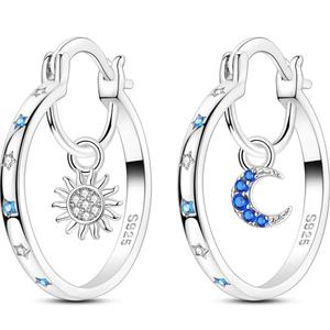 Parmuz 925 Sterling Silver Earrings Hoops for Women Ladies Simple Lightweight Twisted Medium Hoop Earrings With Cubic Zirconia Hypoallergenic Jewelry for Her