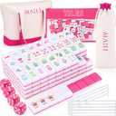 1.2'' American Mahjong Set 160 Mahjong Tiles, Botanical Style, Rose, 1.2 x 0.9 x 0.5 inches
