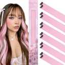 WENNALIFE 12 PCS Pink Hair Extensions Clip in, Colored Clip in Hair Extensions for Kids Highlights Rainbow Hair Clips for Girls Synthetic Straight Pop-up Style Colorful Festival Girls Hair Accessories