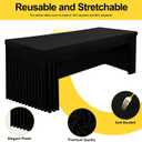 Smiry Spandex Open Back Tablecloth,Elastic Fitted Stretch Tablecloth for 6FT Rectangle Tables,Waterproof Washable Table Cover Skirt for Outdoor, Wedding, Banquet & Parties (Black, 72Lx30Wx30H Inch)