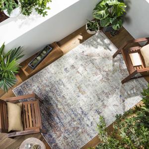 Mark&Day Outdoor Rugs, 5x7 Wessinge Traditional Indoor/Outdoor Burnt Orange Area Rug, Non Shedding Cream Beige Blue Carpet for Patio, Porch, Deck, Bedroom, Living Room or Kitchen (5'3" x 7'3")