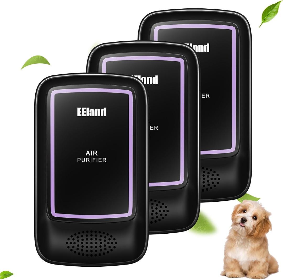 Air Ionizers for Home (3 Pack), Air Purifier Plug In, Portable Negative Ion Generator, Cat Litter Deodorizer, Free Quiet Air Freshener for Pet Odor, Bedroom & Office