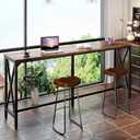 70.9'' Bar Table, Kitchen Dining Table with Power Outlet and Footrest, Industrial Style, for Pub, Living Room, Rustic Brown and Black TBT08UBF, 70.9"L x 15.7"W x 35.4"H