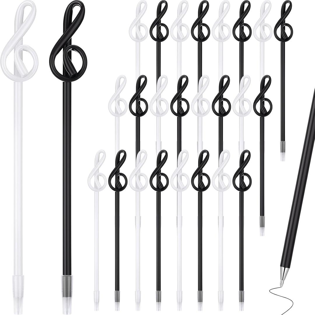 Lincia 24 Pcs Musical Note Ballpoint Pens 0.7 mm Black Ink Music Note Shaped Decorative Pens for Student and Music Teacher Gifts, Party Favors