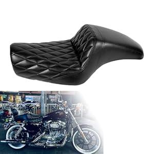 Two up Seat, Driver+Passenger Seat Cushion, Stepped Type, For Harley-Davidson Sportster Iron XL883 XL1200 (2004-2006)&(2010-2022) / Half Diamond/Suitable for 4.5 GAL