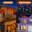 LED Icicle Lights for Outdoor Christmas Decorations,98Ft 1200 LEDs Color Changing Christmas Fairy Light,APP & Remote Control,8 Lighting Modes,Plug in RGB hanging Curtain Light for Xmas Party Wedding