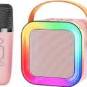 Mini Karaoke Machine Speaker for Kids Adults,Portable Bluetooth with 1-2 Wireless Microphones,Christmas Birthday Gifts Toys Girls Boys Ages 4, 5, 6,7, 8,9,10,11,12+ Years Old Toddler (Pink - 1 Mic)