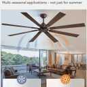 ZMISHIBO 72 Inch Ceiling Fan No Light with Remote Control, 8 Blades Quiet DC Reversible Motor, 6-Speed, Timer, Oil Rubbed Bronze Finish, Indoor Outdoor Ceiling Fans for Patios, Living Room, Garage