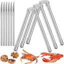 9 Pieces Nut Cracker Tool with 3 Nut Crackers and 6 Picks Stainless Steel Nutcracker Metal Shell Cracker for Seafood Nuts