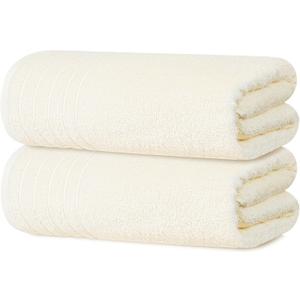Tens Towels Pack of 2 Extra Large Bath Sheets 35 x 70 Inches, 100% Cotton, Larger & Lighter Weight, Quicker to Dry, Super Soft & Absorbent, Oversized Bath Towels, Cream