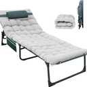 YELLOW JACKET Folding Sleeping Cot, Camping Cot with Mattress for Adults 450lbs Max Load, Portable Camping Cot with Pillow, Adjustable 5-Position Cot for Camping, Home,Office,Travel