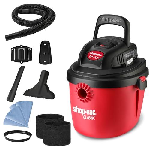 Shop-Vac 2.5 Gallon 2.5 Peak HP Wet/Dry Vacuum, Portable Compact Shop Vacuum with Collapsible Handle Wall Bracket & Multifunctional Attachments for Home, Jobsite. 2036000