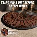 Half Round Door Mat, Non-Slip Welcome Entrance Way Mat, Durable Rubber Door Mats, Low-Profile Heavy Duty Doormat, Half Circle Mats for Garage, Patio, High Traffic Areas, 23.5" x 35.5", Maroon