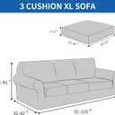 4 Piece Stretch Sofa Covers for 3 Cushion Couch, Non Slip Couch Covers for Sofa, Pet Couch Cover Washable, Couch Slipcover for Dogs, Kids (Light Gray), 91"-110" (3 Cushion XL Sofa)