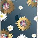 BAISRKE iPhone 12 Mini Case,with Flowers,for Girly Women,Shockproof Clear Floral Pattern Hard Back Cover for Phone 5.4 inch 2020 - Yellow Sunflower