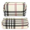 MAANGE Small Makeup Bag for Purse, 2 PCS Cosmetic Bag for Women Travel Makeup Pouch Leather Make up Bag Portable Zipper Pouch Brushes Bag - khaki plaid