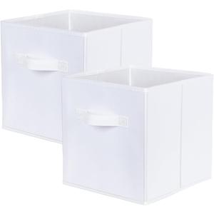 ShellKingdom Storage Bins, Foldable Fabric Storage Cubes and Cloth Organizer Drawer for Closet and Toys, 2 Pack (White)