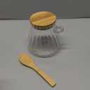 Holoith Sugar Container with Bamboo Lid and Spoon,15 oz Sugar Bowl Glass Jar for Coffee Bar Accessories Coffee Canister Kitchen Decor Housewarming Gift Christmas Refillable Design