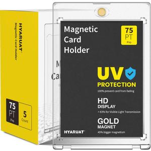 75pt Magnetic Card Holder - 5 Pack One Touch Card Holders for Trading Cards, Clear White