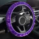 KAFEEK Purple Elastic Fuzzy Steering Wheel Cover, Microfiber Plush Steering Wheel Cover for Woman Girl,Winter Warm, Universal 15 inch