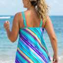 ROSEWE 2025 Tankini Swimsuits for Women, Two Piece Bathing Suits with Shorts, Modest Tank Top Swim Dress (Teal, M)
