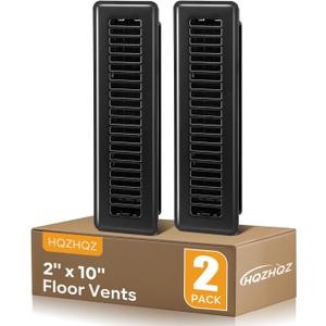 Floor Register 2x10, Heavy Duty Walkable Steel Floor Vent Covers, for Sidewall and Floor, Vent Covers for Home Floor, Air Vent Covers 2 Pack, Black