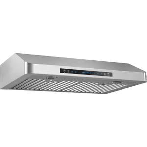 JOCO 30 Inch Under Cabinet Range Hood, 900 CFM Stainless Steel Kitchen Vent Hood, 4-Speed Gesture/Touch/Remote Control C01-30G