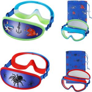 Kids Swim Goggles Age 3-8, Toddler Goggles No Hair Pull,Child Swimming Mask Fabric Strap