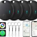 Air Tracker Tag for Android or iOS, Dual System Air Tracker-4 Pack, Bluetooth Tracking Compatible with iOS Find My or Google Find Hub App, Smart Tracker Tag Key Finder for Key Wallet (Black)