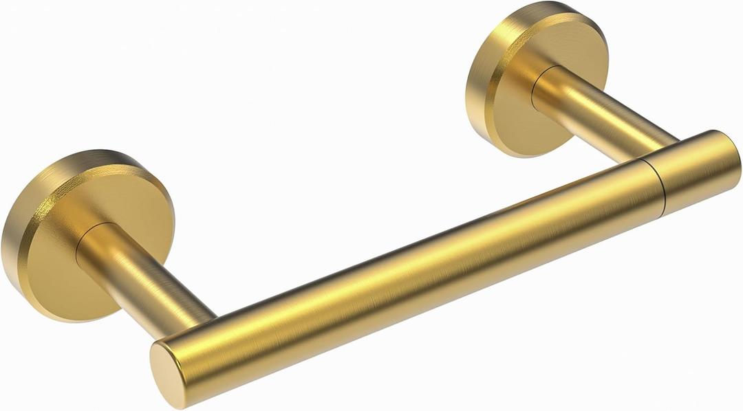 RARXTR Gold Toilet Paper Holder SUS304 Stainless Steel Double Post Pivoting Toilet Paper Roll Holder Wall Mounted Toilet Tissue Holder for Commercial Bathroom RV Brushed Brass Finish