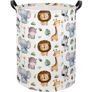 HIYAGON Baby Laundry Hamper Basket Baby Hamper for Nursery Boy and Girl Cute Kids Toys Storage Bin Organizer Animal Room Decor(Animal)