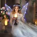 quescu 3pcs Light up Fairy Wings for Adults,LED Butterfly Wings for Girls,Angel Wings Halloween Costume Dress Up for Kids