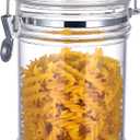 50 oz Reinforced Medium Acrylic Canister with Locking Clamp, Airtight Flip Jar | Food Storage Container for Flour, Sugar, Coffee, Candy, Cookie etc