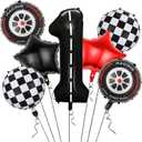 Race Car Balloons,40 Inch Racetrack Number 1 Balloons,Big Number Balloons Black for 0st Birthday Race Car Theme Party Decor Supplies 7 Pcs