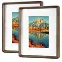FRUMENSHIP 8x11 Wooden Picture Frame Set of 2, Display Pictures 6x10 with Mat or 8x11 Without Mat, Horizontal or Vertical Desktop Decor, Solid Wood Photo Frame (Black Walnut Color)